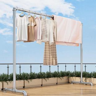 镀锌钢管晾衣架落地阳台室外晒被晒衣杆简易单杆式户外夜市挂衣架