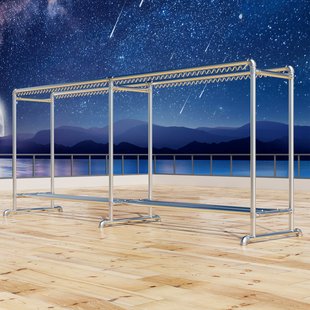 镀锌钢管加长双杆晾衣架室外落地水管晒被家用阳台防风防锈挂衣架