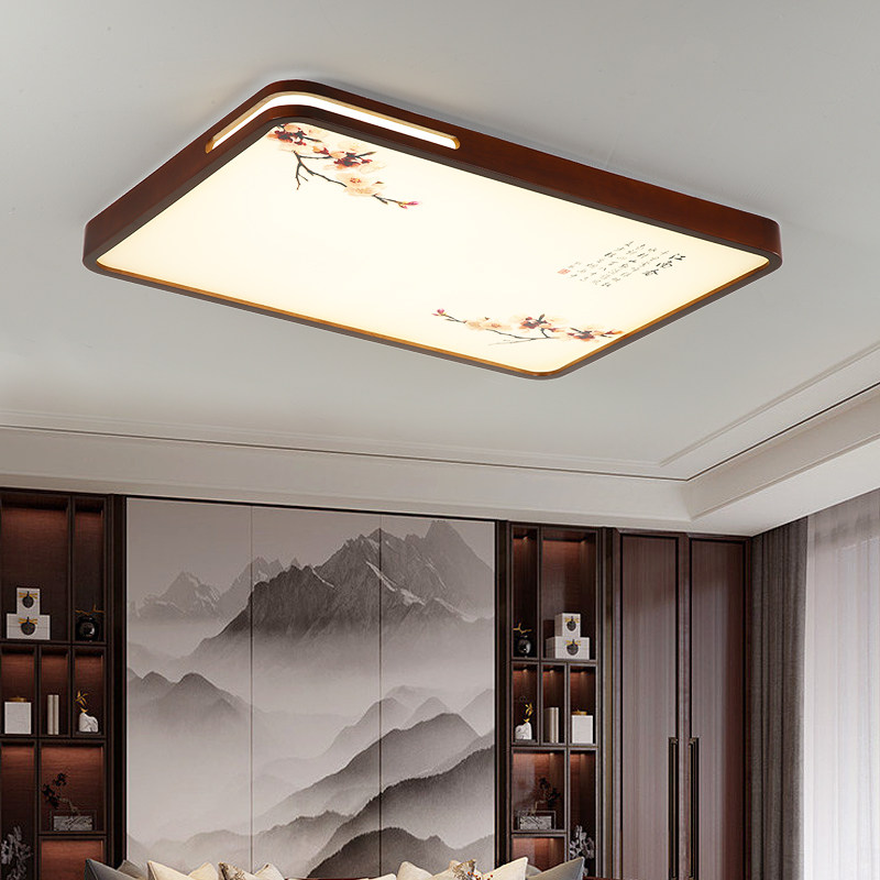 新中式实木吸顶灯led卧室灯现代简约中国风创意禅意房间圆形灯具