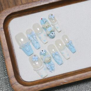 海派甜心小兔纯手工穿戴甲穿戴式美甲指甲贴片可拆卸重复使指甲