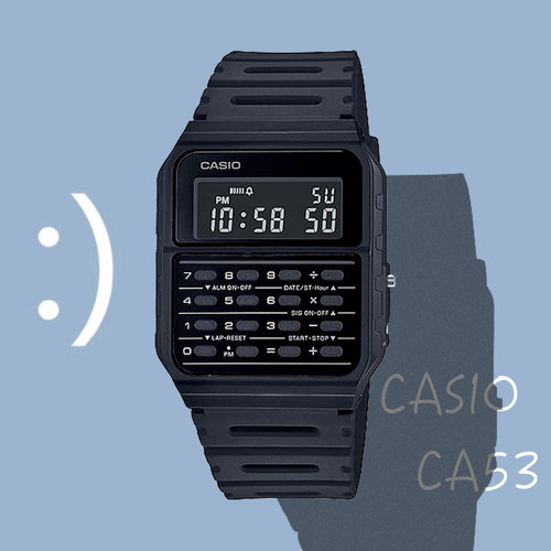 Casio卡西欧复古计算器手表学生防水儿童CA-53WF-1B 男款