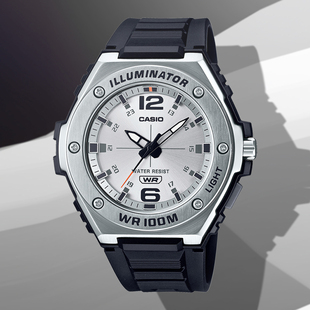 卡西欧手表男钢铁之心橡胶钢带简约休闲腕表电子表MWA-100H-7A