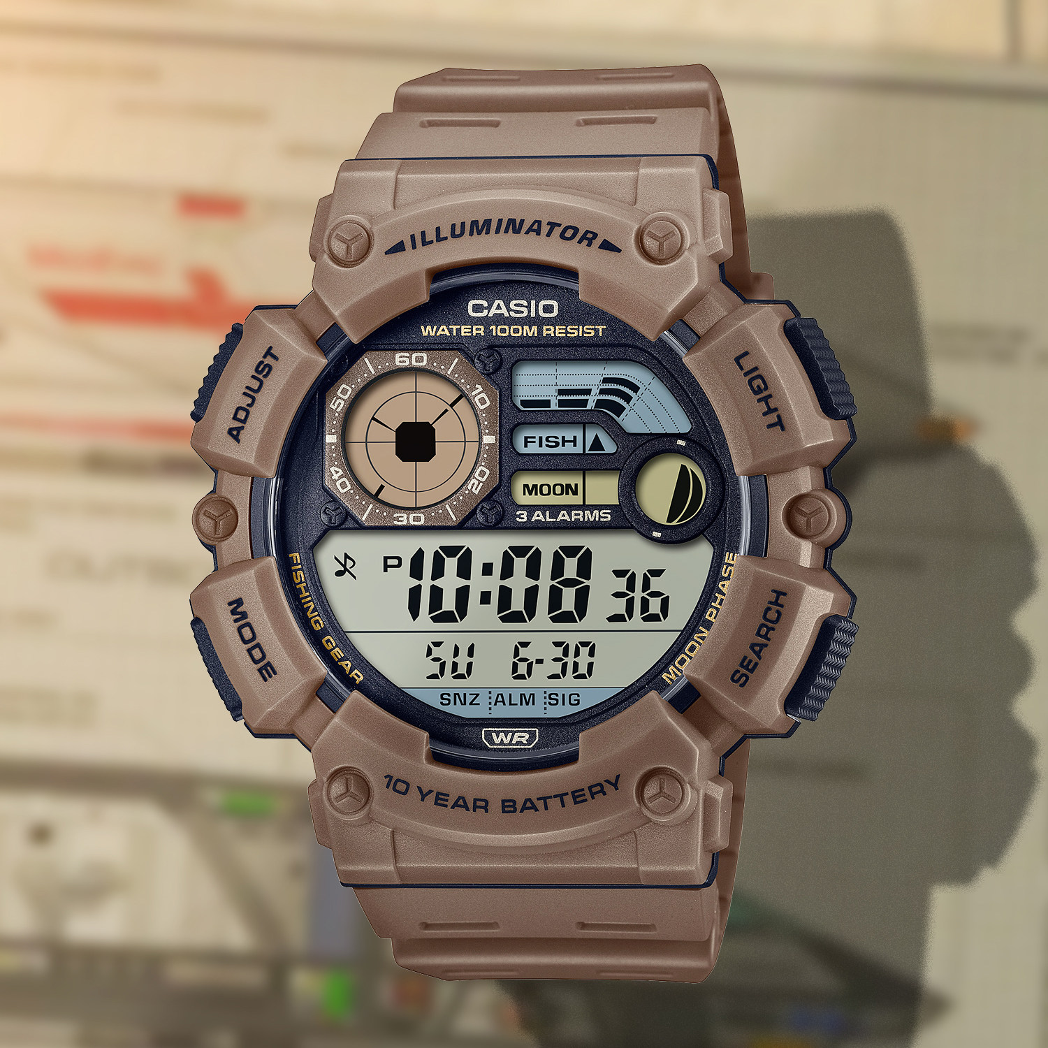 卡西欧（CASIO）手表男学生秒表运动数显高中生电子表WS-1500H-5A