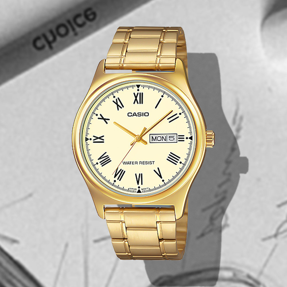 CASIO卡西欧手表男正品商务休闲上班族星期日期防水MTP-V006G-9B