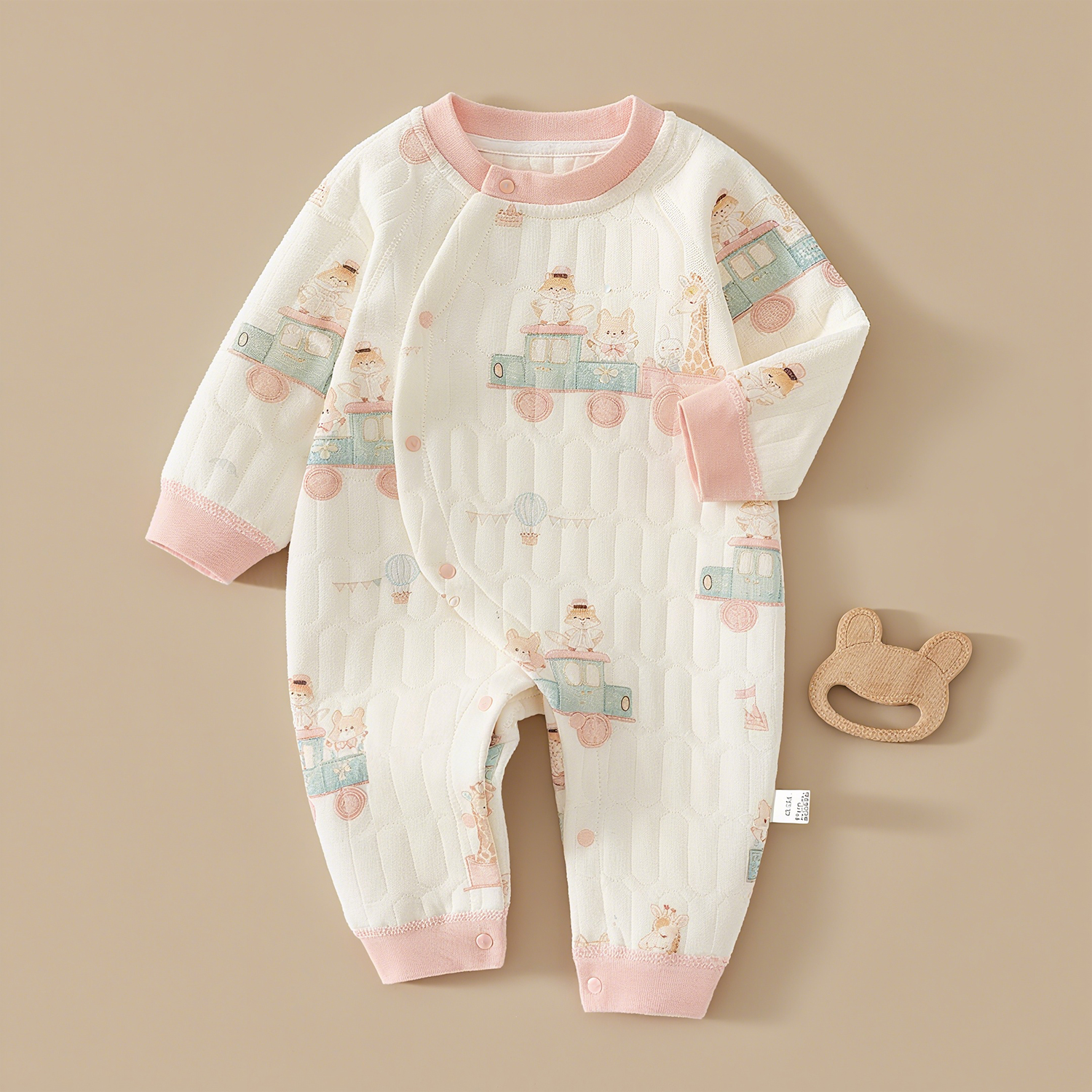 女宝宝连体衣春秋季夹棉衣服