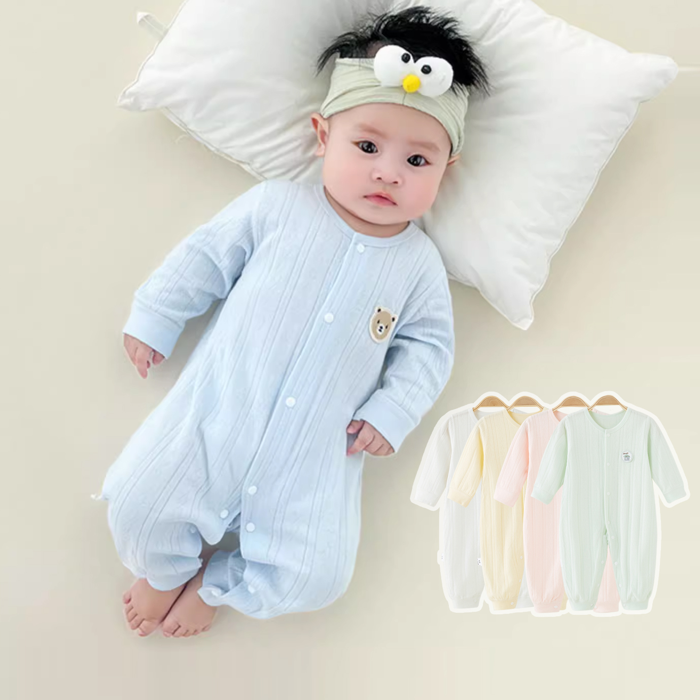 纯棉婴儿连体衣长袖哈衣春秋季