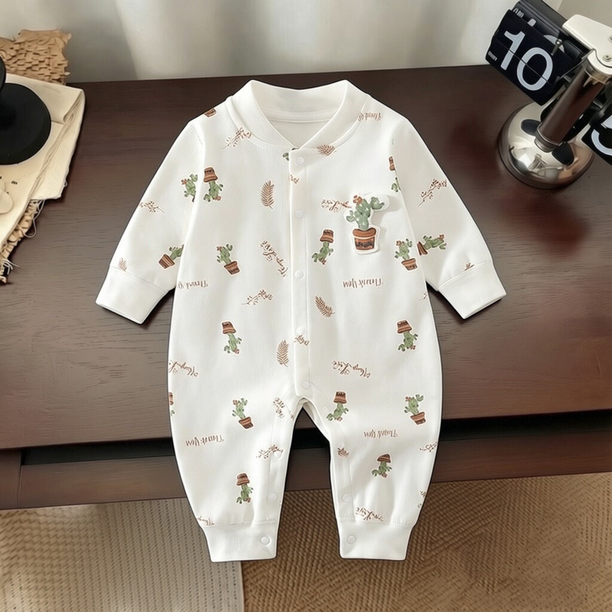 婴儿衣服春秋新款纯棉连体衣新生儿爬爬服仙人掌卡通四季宝宝衣服