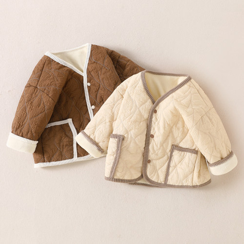 婴儿夹棉外套秋冬装加绒上衣