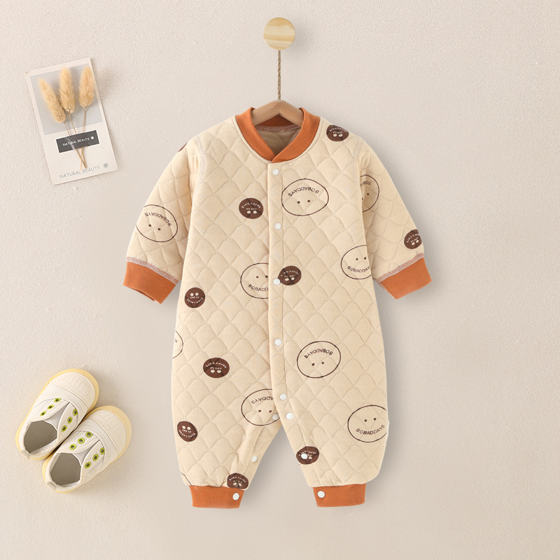 婴儿连体衣秋冬保暖夹棉长袖哈衣