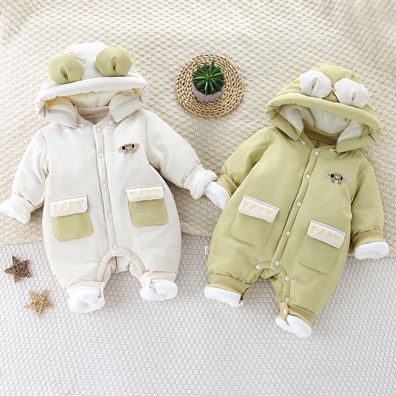 可脱帽连体衣加厚冬季哈衣保暖