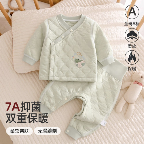 7A抑菌婴儿衣服夹棉套装秋冬季