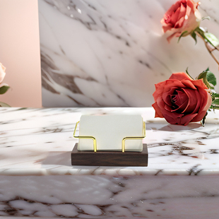 实木卡片架桌面商务黑胡桃木质名片盒底座创意横款收纳盒展示架