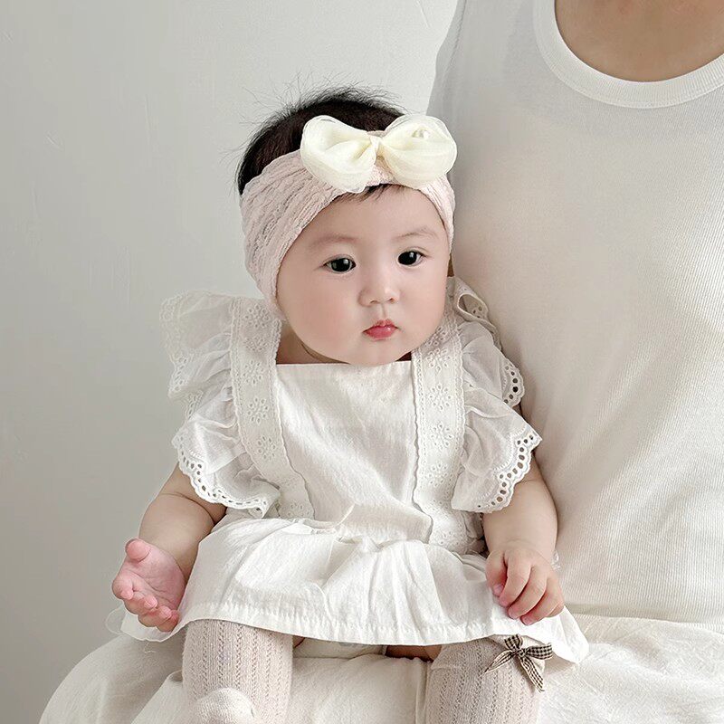 婴儿帽子夏季薄款棉质护囱门发带女宝宝小月龄新生满月公主囟门帽