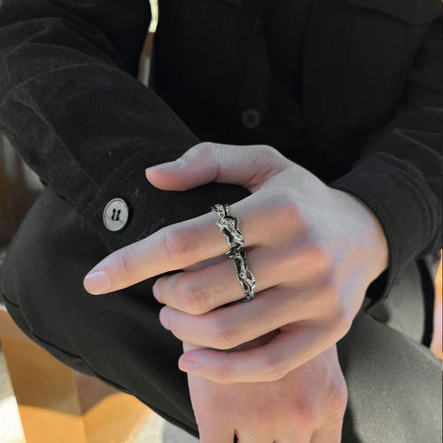 灰烬尘埃开口调节戒指男款高级感
