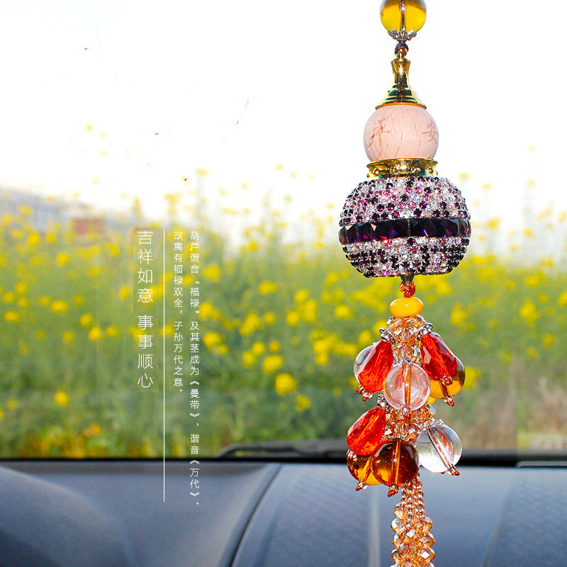 汽车挂件香水葫芦车内饰品出入平安水晶镶钻后视镜挂饰