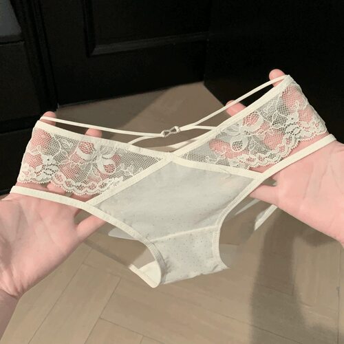 网红辣妹纯欲风交叉细带蕾丝性感内裤女纯棉裆透气女士三角裤