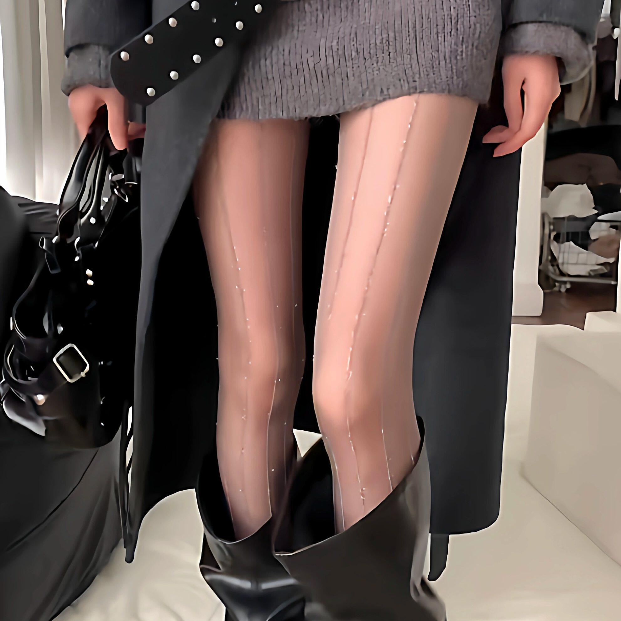 2026春季新款网红辣妹银丝性感丝袜薄灰色竖条纹纯欲黑丝连裤袜女