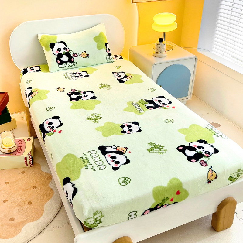 冬季珊瑚绒法莱绒儿童牛奶绒厚床笠单件2024床罩床垫套秋冬毛绒款