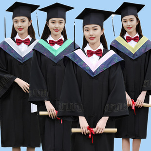 毕业学位学士服大学生礼服硕士博士男女工科文科粉色本科理科披肩