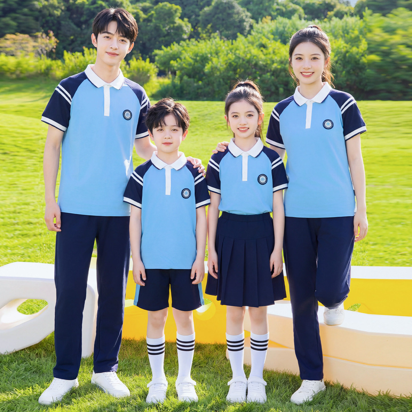 新款江西市统一校服中小学生夏季短袖短裤长裤春秋套装冬季冲锋衣图片