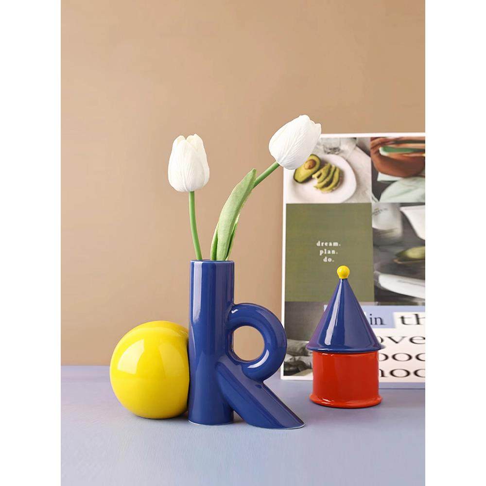 现代简单多巴胺陶瓷花瓶牙签持有人治疗桌面小装饰品客厅装饰轻豪,家居饰品,桌面摆件,淘宝优惠券,粉丝福利购,淘宝优惠卷