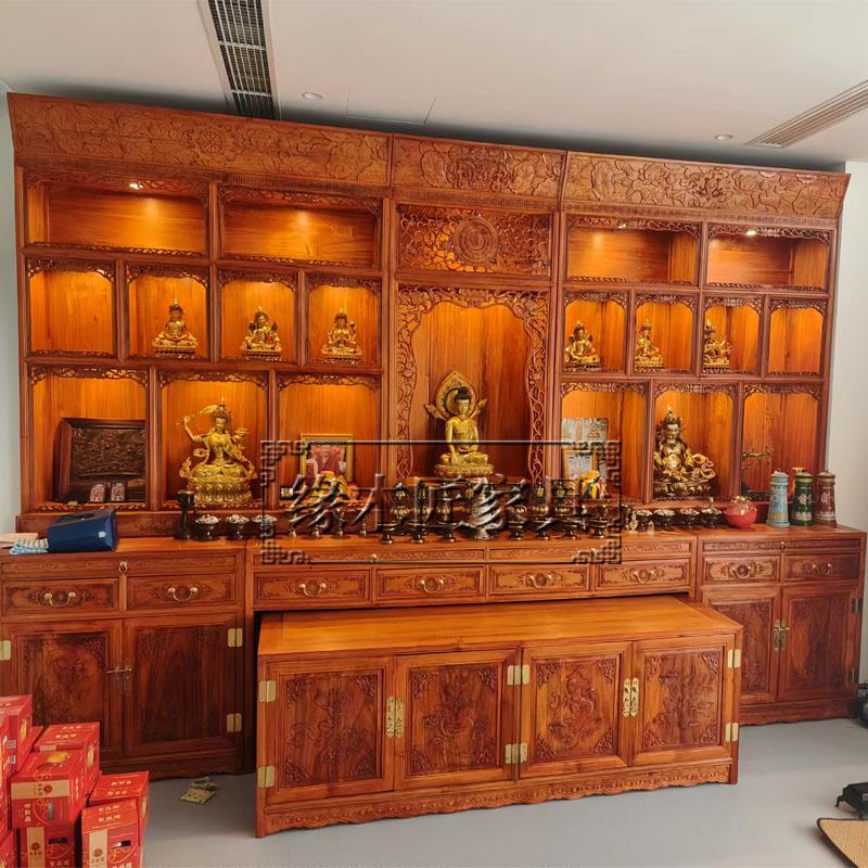 实木密宗佛龛立柜供台供桌佛台藏式神龛神台供台玻璃门供佛柜佛桌