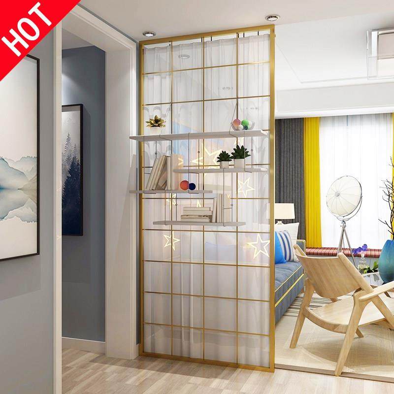 北欧简约屏风隔断墙房间卧室客厅入户餐玄关镂空装饰家用铁艺定制