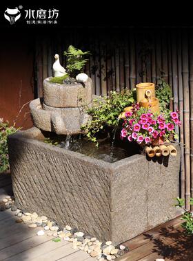 新中式庭院流水摆件入户花园景观装饰鱼缸阳台鱼池假山造景喷泉