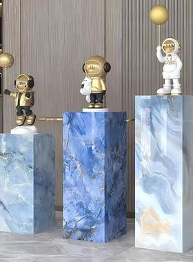 大理石雕塑底座摆台玄关岩板电视柜旁边落地客厅花架摆件底基座台