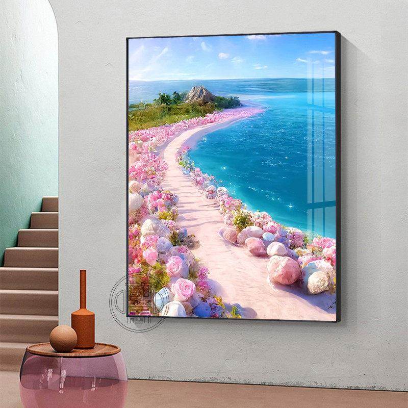 钻石画手工diy玫瑰海岸唯美风景砖石贴画女孩卧室点钻十字绣治愈,居家布艺,钻石绣,淘宝优惠券,粉丝福利购,淘宝优惠卷