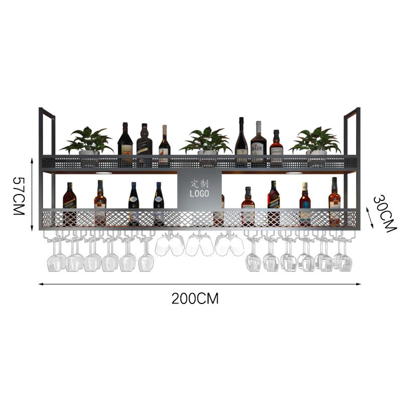 吧台酒架悬挂式酒柜置物架倒挂式红酒杯架酒吧餐厅工业风铁艺吊架