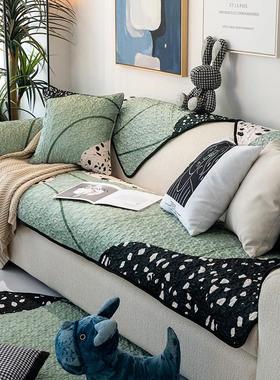 小清新北欧沙发垫绿色田园ins风时尚沙发防滑坐垫套罩盖巾可水洗