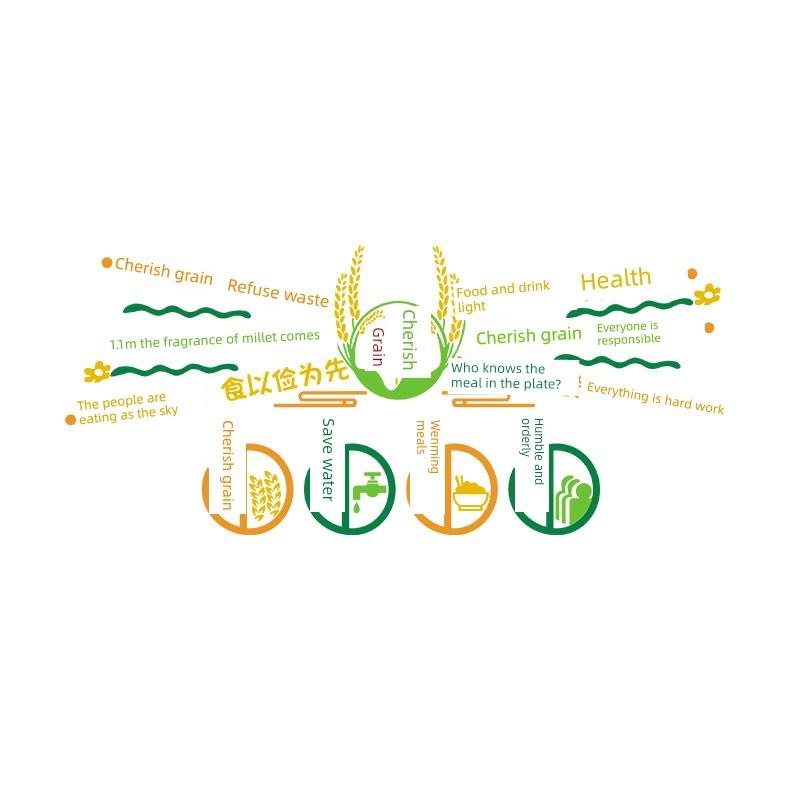 食堂文化墙贴纸珍惜节约粮食职员工快餐饮厅店面装饰宣传标语识牌