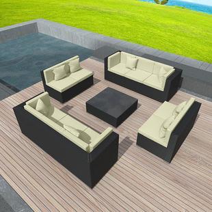 户外休闲 藤编沙发藤沙发椅三人室外庭院防水防晒藤条竹藤椅子组