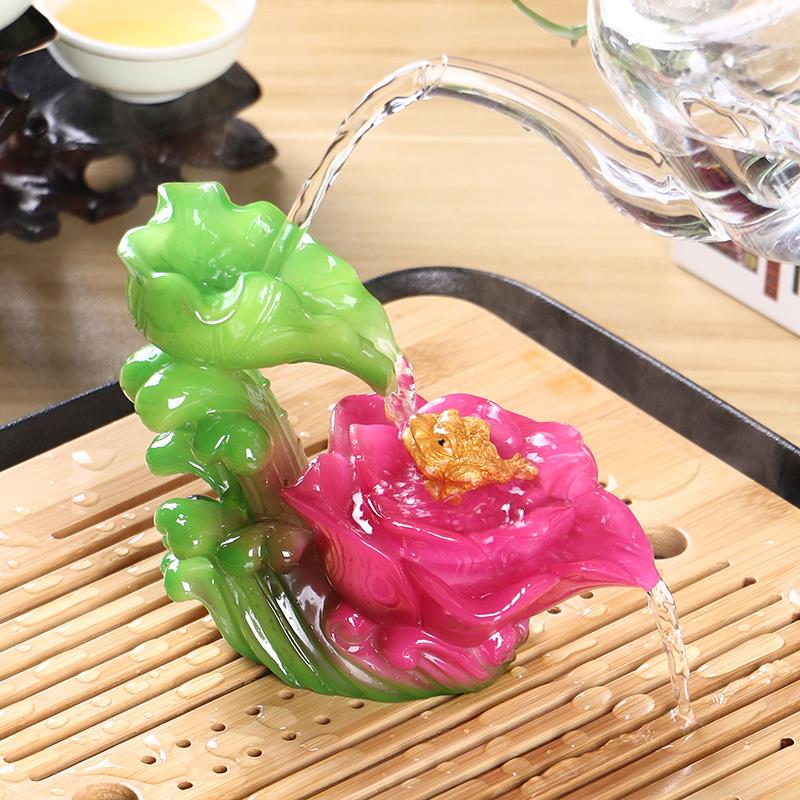 创意精品变色茶宠荷花金蟾摆件茶盘功夫茶具茶道配件饰品貔貅茶玩