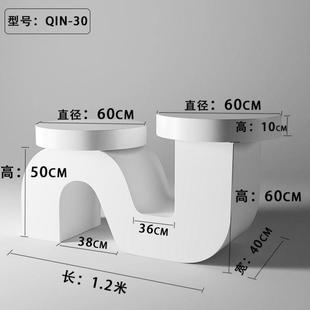 曲线高档道具橱窗装饰陈列架定制鲜花店异形中岛柜流水台高低台