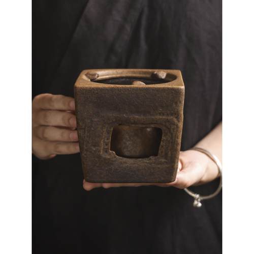 【灰念酱釉观石蜡烛炉】陶瓷酒精炉单煮茶炉保温温茶炉茶道配件