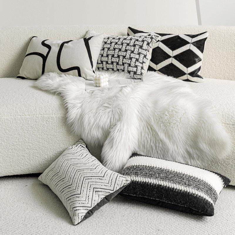 现代简约轻奢黑白色系抱枕客厅沙发腰枕腰靠垫靠枕办公室卧室床上,居家布艺,抱枕被,淘宝优惠券,粉丝福利购,淘宝优惠卷