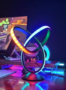 RGB电竞桌面气氛灯 拾音声控电脑APP智能灯 音乐律动节奏卧室台灯