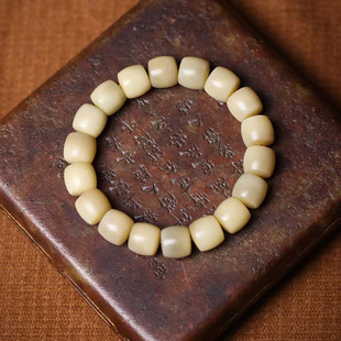 风文玩念珠首饰 厂家批发男女中式 白玉菩提苹果珠浅青色 桶珠手串