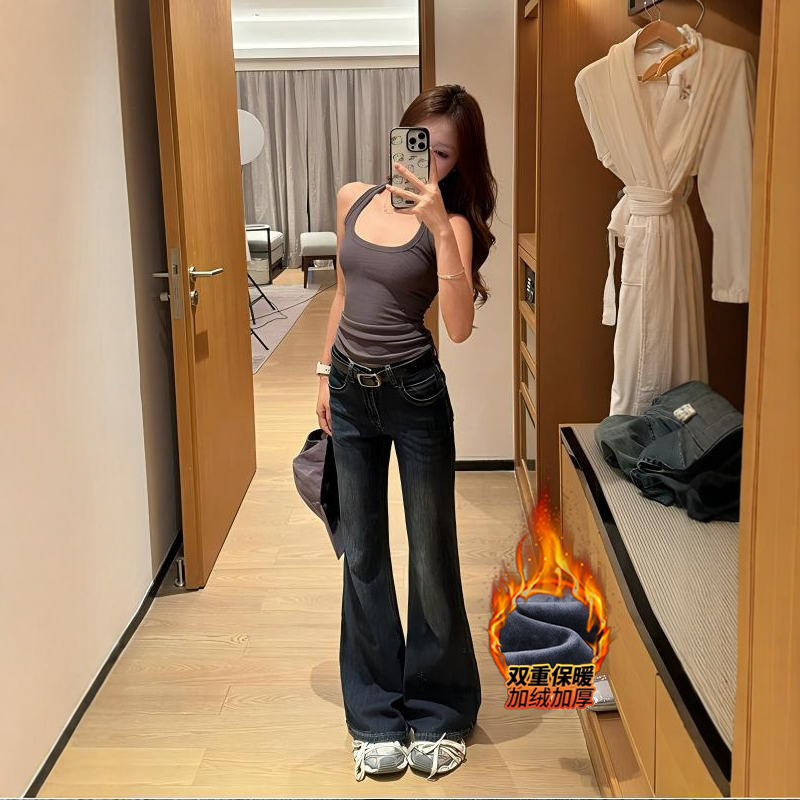 低腰不贴腿弹力微喇牛仔裤女