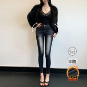 李李服饰高光丰胯加绒小脚牛仔裤 显腿细铅笔裤 女2026冬季 高腰修身