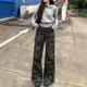 阔腿牛仔裤 高腰显瘦百搭裤 女26夏季 美式 新款 李李服饰迷彩工装