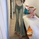 李李服饰加绒白月光浅色牛仔裤 高腰显瘦微喇叭裤 女2026年冬季 新款