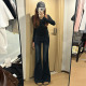 显瘦喇叭长裤 新款 女中低腰2026夏季 李李服饰蓝灰色微喇牛仔裤