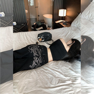 松弛慵懒高腰慵懒长裤 李李服饰亮钻猫咪阔腿牛仔裤 女2026夏季