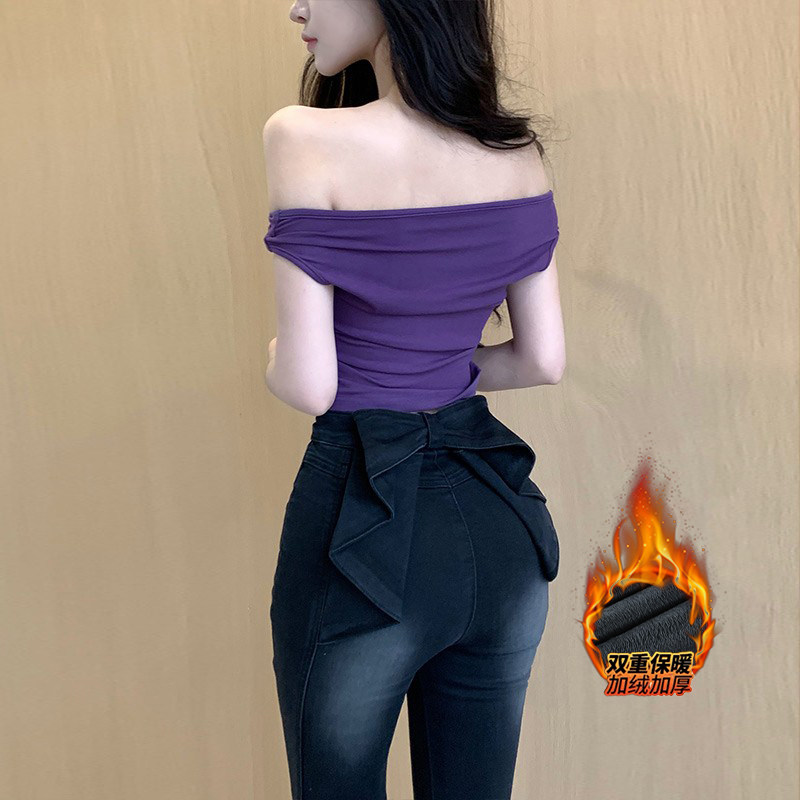 李李服饰甜欲立体别致蝴蝶结加绒牛仔裤女2026冬季高腰美臀喇叭裤,女装/女士精品,牛仔裤,淘宝优惠券,粉丝福利购,淘宝优惠卷