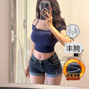 显瘦卷边热裤 新款 女2025冬季 李李服饰加绒低腰辣妹丰胯牛仔超短裤