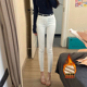 李李服饰加绒白色牛仔气质高腰小脚裤 显瘦铅笔裤 女2026年冬季 新款