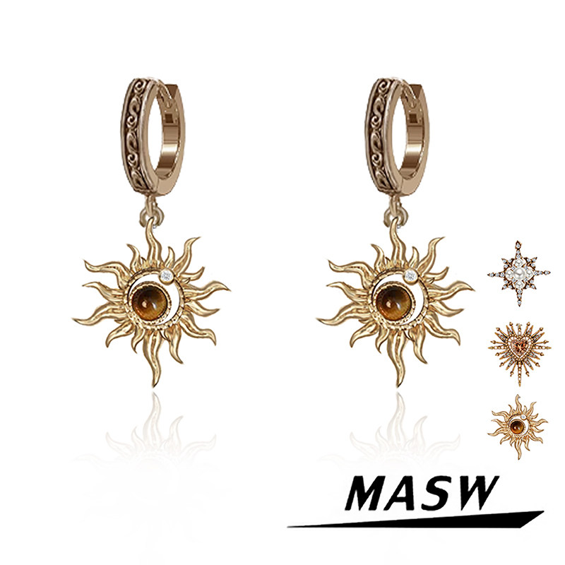 MASW麻秀原创设计怀旧系列复古芒星珍珠耳扣小众高级感气质耳饰新